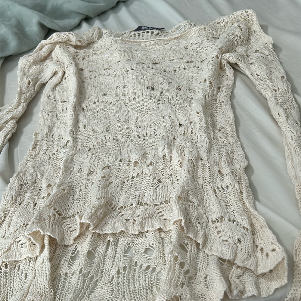Karma blue crochet sweater size large